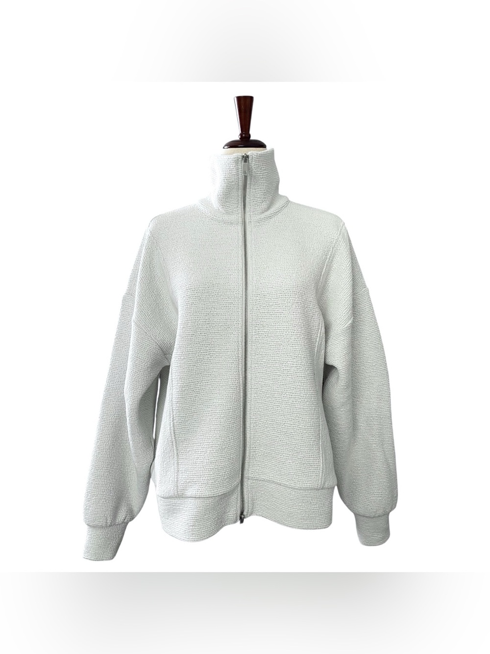 CALIA Elevate Full Zip Textured Jacket Raw White Size Medium Athleisure